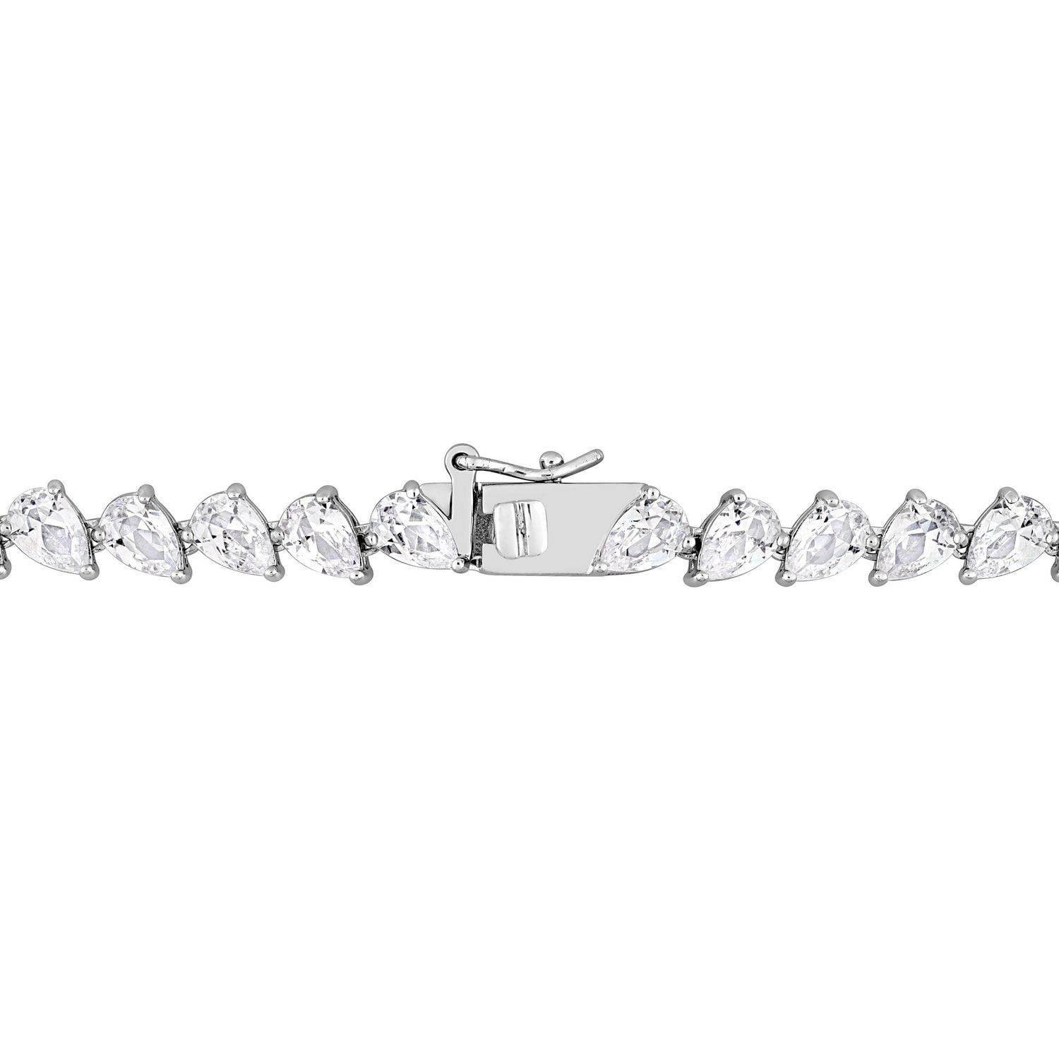 Collier tennis en forme de goutte Miabella avec 39 Carat PBT de Saphir Blanc Synthétique en Argent Sterling