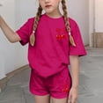 thumbnail image 4 of Robe d'Été avec Manches Ensemble de Loisirs d'Été pour Enfants Col Rond Manches Courtes Haut et Shorts Ensemble Deux Pièces Mignon Ensemble d'Été, 4 of 6