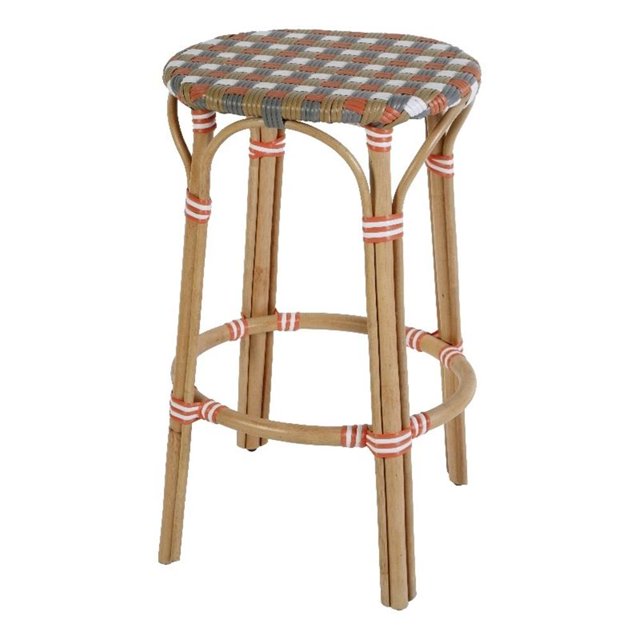 Butler Specialty Company Ballito 30 in. Seat Height Oval Rattan Bar Stool - Orange and Brown