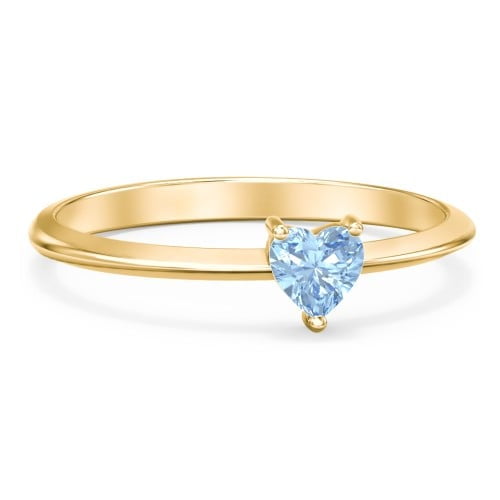 Heart Birthstone Ring - Blue Topaz (December)