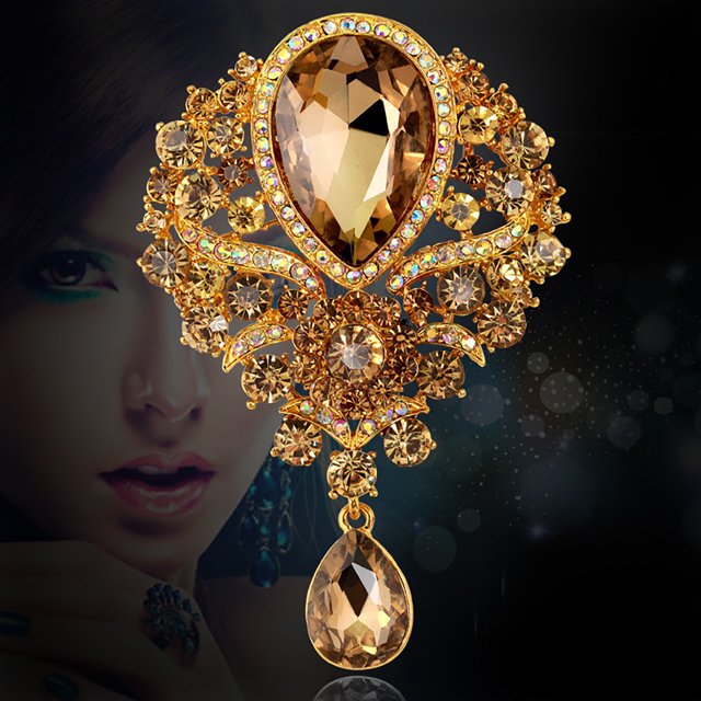 Heliisoer European And American Luxury Banquet Jewelry Drop Brooch