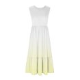 thumbnail image 3 of Dvkptbk Summer Robes Décontractées de Plage pour Femmes 2024 Mode Robe Dégradée Robe Midi Sans Manches Robe Évasée Robe Débardeur Robe d'Été Plissée Robe Débardeur avec Poches, 3 of 4