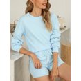 thumbnail image 4 of Topcobe Women' s Long Sleeve Solid Color Lounge Wear Set, S-3XL Blue, 4 of 7