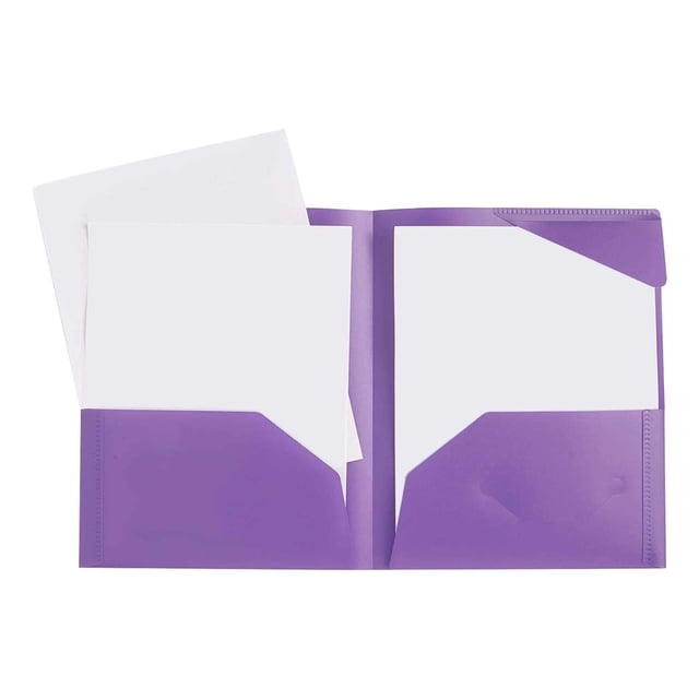 ZTTD Plastic Folders with Pockets, Pack of 1, Poly Two Pocket Folder, Heavy Duty 2 Pocket File Folders A5 Size, 2-Pocket Folders for Home and Office (Style5-Purple)
