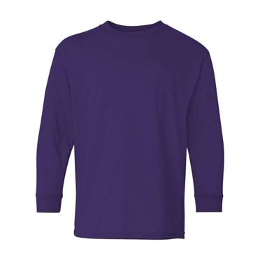 Gildan Youth Heavy Cotton Long Sleeve T-Shirt, M, Purple