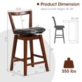 thumbnail image 2 of Costway Swivel Counter Height Bar Stool 1PC 26" Upholstered PU Leather Hollow Backrest, 2 of 8