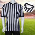thumbnail image 4 of AMERTEER Court Uniform Striped Shape Short Sleeve V-neck Sweat Absorption Anti-Deformed Referee Wearing Polyester Fiber Sporting Goods Collared Referee Shirt for Sports style A size M, 4 of 13