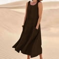 thumbnail image 1 of Jsaierl Robes d'Été pour Femmes 2024 Robe Sans Manches en Coton et Lin Robe Décontractée de Couleur Unie Robe à Col en V Coupe Ample Longues Robes, 1 of 5