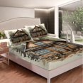 thumbnail image 3 of YST 4Pcs Rustic Cabin Sheet Set King Size, Lodge Country Style Bed Sheets Set Western Home Decor for All Season, 1 Fitted Sheet 1 Flat Sheet 2 Pillowcases, 3 of 6