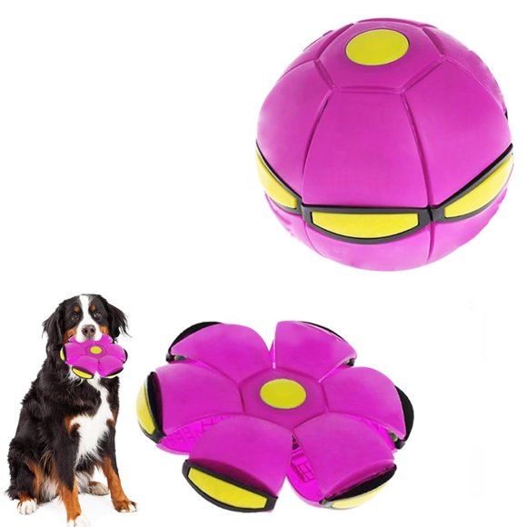 Magic Ball, Portable Pet Toy Flying Saucer Balls, Creative Doggy Disc Ball, Decompression Flying Flat Throw Dog Balls Toy for Childrens Kids Sports, Outdoor Games(Purple)