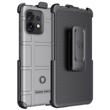Étui avec Clip pour Motorola Edge Plus (2023), Nakedcellphone Special Ops Armor Rugged Shield Étui et [Cliquet Rotatif] Étui-Clip de Ceinture pour Moto Edge+ 5G - Gris Tempête