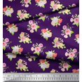 thumbnail image 2 of Soimoi Purple polyester Crepe Fabric Leaves & Grandiflora Roses Floral Printed Craft Fabric by the Yard 52 Inch Wide, 2 of 5