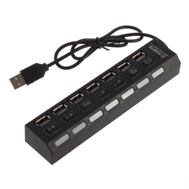 RisingPro 7 Port Multi USB HUB 2.0 Power Adapter HUB Splitter Switch External Extension