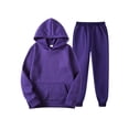 thumbnail image 1 of Tenmix Mens Long Sleeve Hoodies And Sweatpant Set Warm 2 Piece Hoodie Hooded Winter Tracksuit Solid Color Jogger Sets Purple XS, 1 of 2