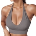 thumbnail image 2 of MIASHUI Bras for Women Halterneck Sports Bra Backless Deep V Neck Sports Bustier Padded Gym Bra Backless Adjustable Straps, 2 of 4