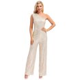 thumbnail image 1 of Xnihocha Combinaison une Pièce Sans Manches pour Femme, Robe de Soirée à une Épaule, Justaucorps à Paillettes, Robe de Soirée Beige TG, 1 of 7