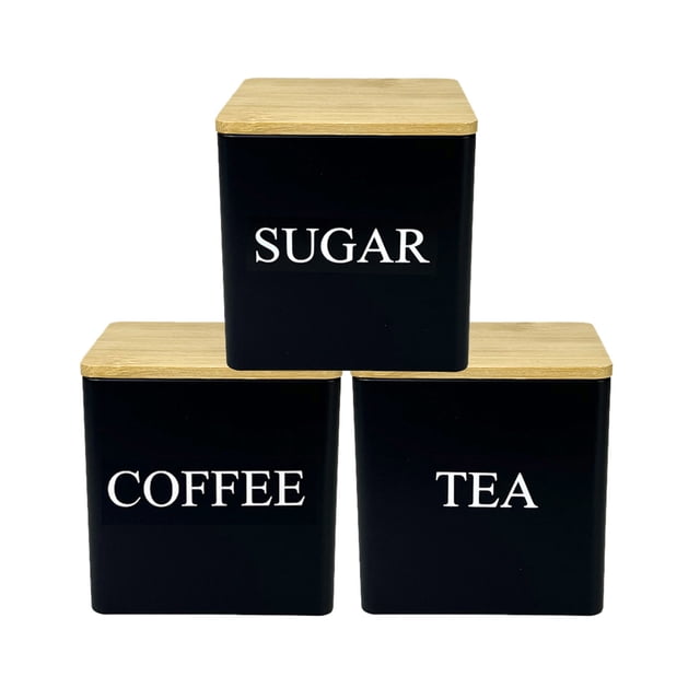 Food Storage 2-Piece Set Coffee Tea Canister Set with Lids and Name Markers for Kitchen Organization and Flour Container
