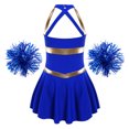 thumbnail image 4 of TiaoBug Robe de Danse Uniforme Cheer Leader pour Filles avec Pompons Tenue Musicale de Fête d'Halloween Bleu Royal 8, 4 of 7