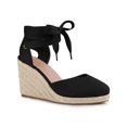thumbnail image 1 of BLISSFUL STEP Sandales Compensées à Plateforme à Lacets Espadrilles pour Femmes Noir 6, 1 of 5