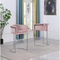 thumbnail image 2 of Pink Velvet Barstool Chair (Single) with Silver Metal Chrome Base, 2 of 3