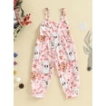 thumbnail image 2 of Gupgi Kid Girls Christmas Jumpsuits Candy Flower Print Sleeveless Strap Romper Pants, 2 of 9