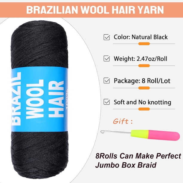 GFDYREE 8 Roll Brazilian Wool Hair 100% Brazilian Wool Hair for