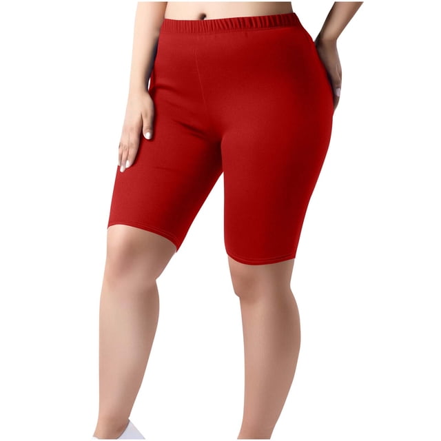 Women Plus Size Biker Shorts Gym Workout Running Yoga Athletic Shorts