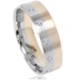 thumbnail image 1 of Brushed Two Tone 6mm Flat 1/3ct Diamond Wedding Band 14K Gold, 1 of 1