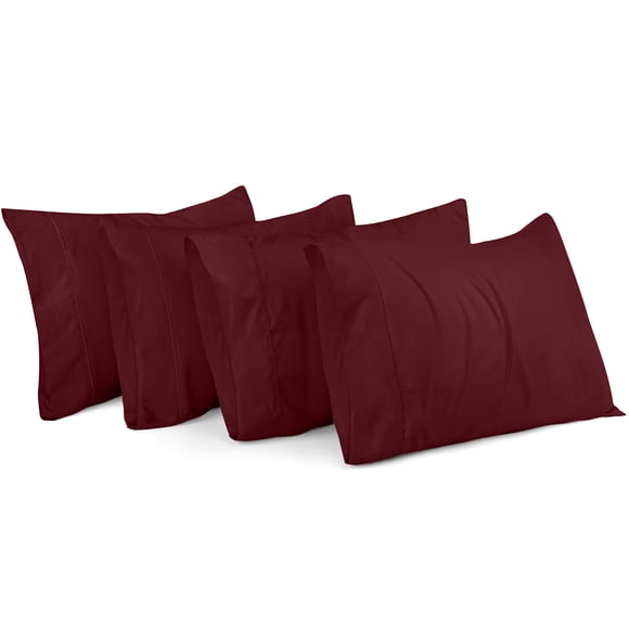 Utopia Bedding Standard Pillow Cases - 4 Pack - Envelope Closure - Soft Brushed Microfiber Fabric - Shrinkage and Fade Resistant Pillow Covers Standard Size 20 X 26 Inches (Standard Burgundy)