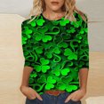 thumbnail image 2 of cfhntfmh Chemise de la Saint-Patrick pour Femmes Grande Taille Blouse Imprimée Manches 3/4 Col Rond Mode 2025, 2 of 5