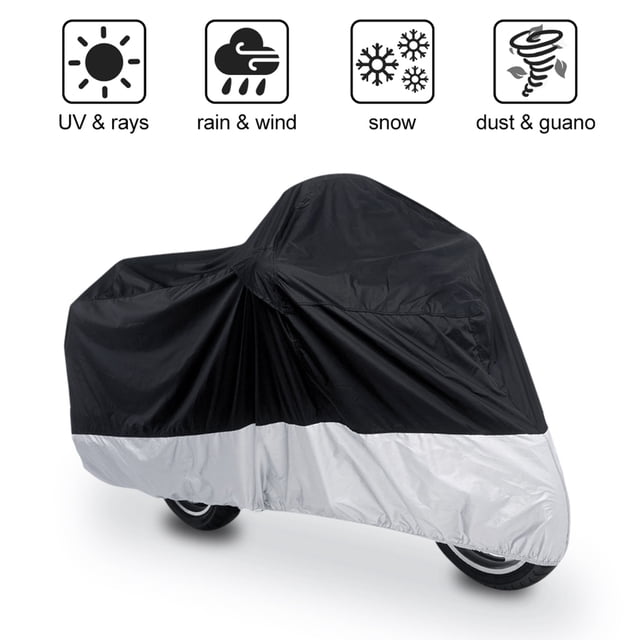Unique Bargains XL Motorcycle Cover Outdoor Waterproof dustproof for forforharley davidson, Silver&Black