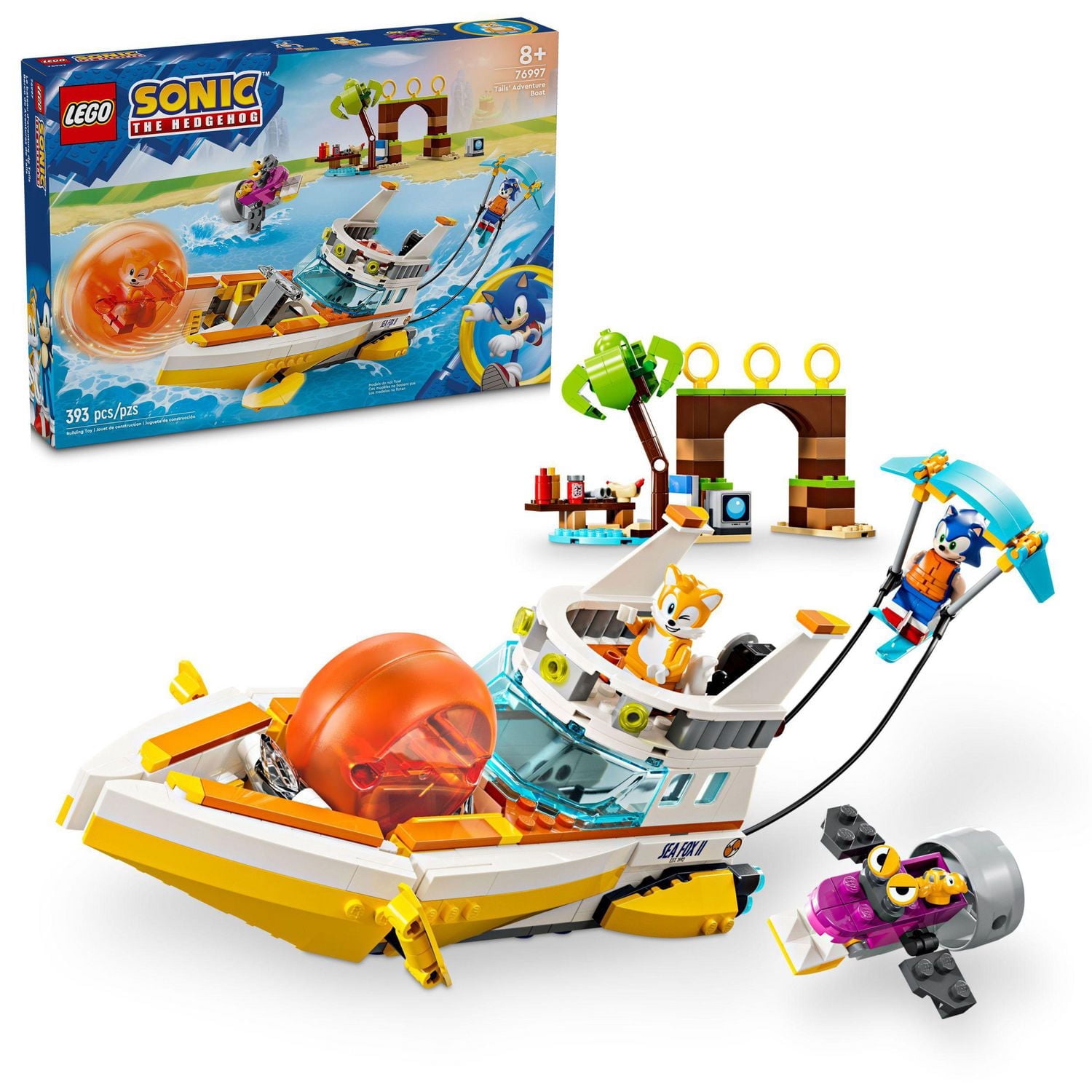 LEGO Sonic Le bateau d’aventure de Tails 76997 Ensemble de construction (393 pièces)