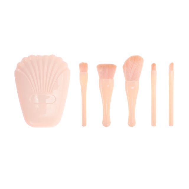 Unique Bargains 1 Set Portable Makeup Brush Kit for Bathroom Apricot Man-made Fiber Plastic