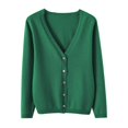 thumbnail image 1 of Cardigan Manteau Doux en Tricot pour Femmes, Mode Durable, Printemps et Automne, Décontracté, Ample, Uni, Manches Longues, Col en V, à Boutons - Hontri, 1 of 4