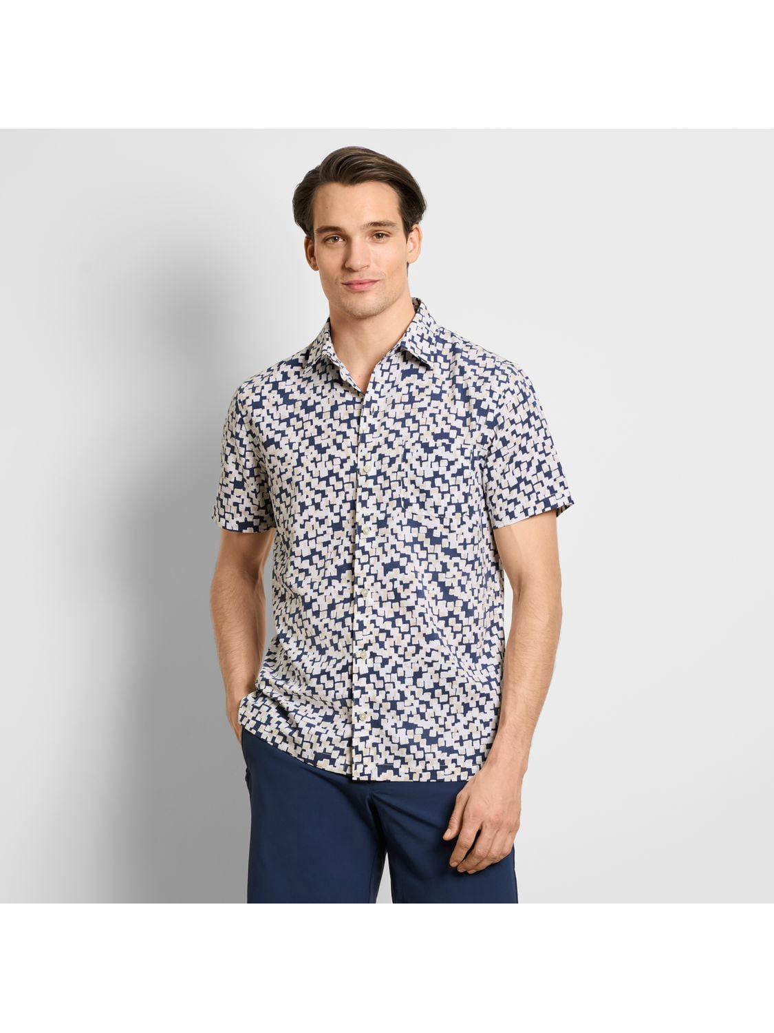 SS SHADOW PRINT CAMP SHIRT