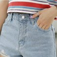 thumbnail image 5 of AherBiu Plus Size Jean Shorts for Women Frayed High Waisted Ripped Jeans Tassels A-Line Denim Shorts, 5 of 5