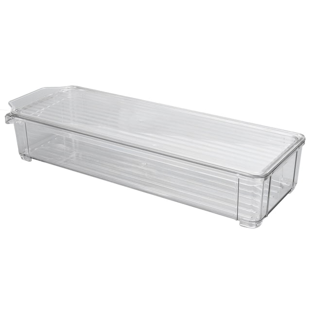 Clear Organizing Bin, Large Capacity Organizing Bins Food Grade For Bathroom For Kitchen For Office Narrow And Short Type With Lid