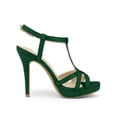 thumbnail image 3 of BLISSFUL STEP Women T Strap Slingback Platform Stiletto Heel Sandals Emerald Green 9, 3 of 7
