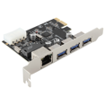 thumbnail image 1 of PCIe Slot vers RJ45 Carte d'Extension USB 3.0 PCIe, avec Contrôleur Ethernet Gigabit Adaptateur PCI Express pour PC de Bureau, 1 of 8