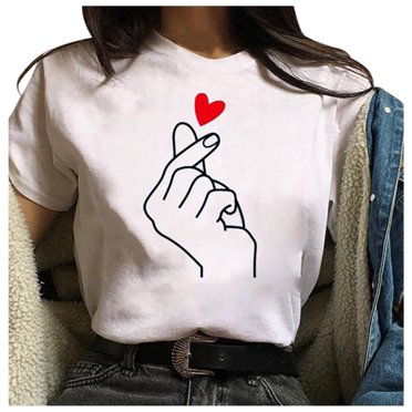 XZNGL T-shirt à Col Rond Ample à Manches Courtes pour Femmes, Mode Décontractée, Imprimé, Chandail