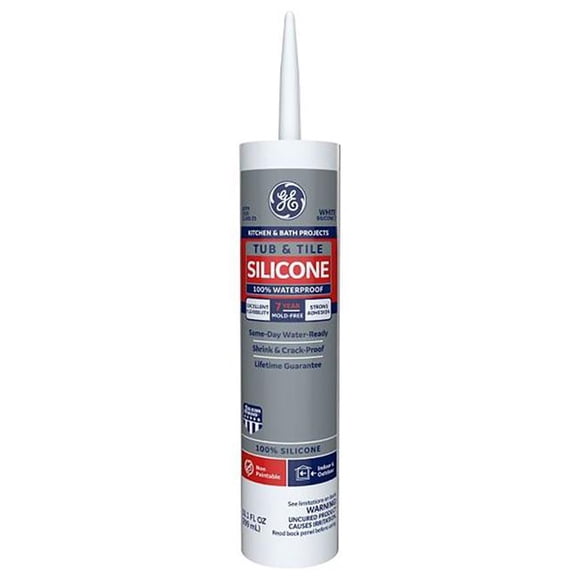 Silicone I 10063 10.1 oz GE White Silicone 1 Tub & Tile Caulk Sealant, Pack of 12