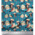 thumbnail image 1 of Soimoi Modal Satin Fabric Floral & Owl Cartoon Printed Craft Fabric by The Yard 42 Inch Wide, 1 of 3