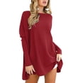 thumbnail image 4 of WEIYLL Womens T-Shirts Oversized Tunic With Leggings Long Sleeve Fall Sweaters Wine Tee Sizes L, 4 of 6