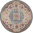 thumbnail image 1 of homeroots Décoration Intérieure 385532 Tapis Rond 5 Pieds Médaillon Floral Rose et Bleu, 1 of 1