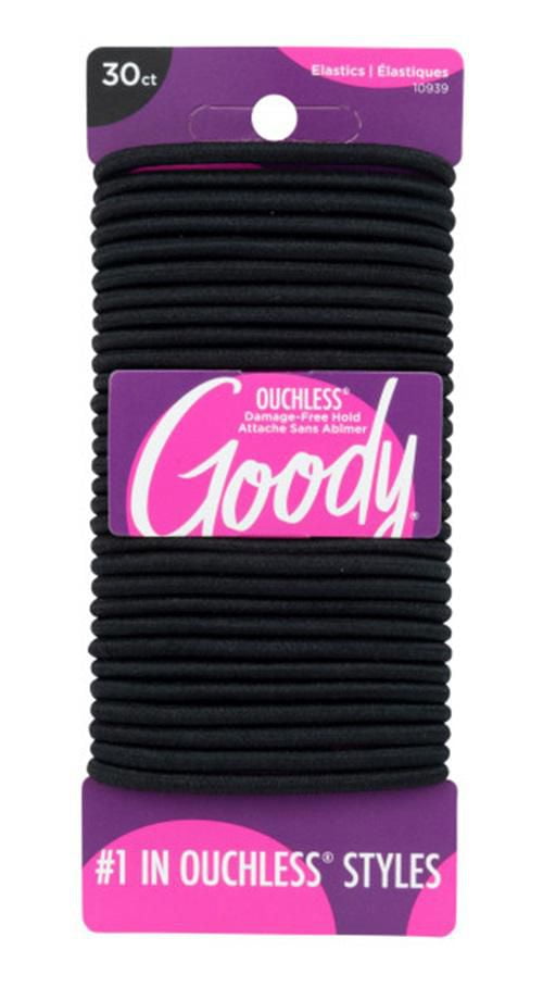 Goody Ouchless Black Hair Elastics - No Metal Gentle Hair Ties - 30 Ct