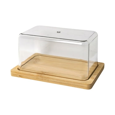 yulier Égouttoir à Beurre avec Couvercle pour Comptoir et Étagère de Porte de Réfrigérateur, Contenant Hermétique pour Beurre, Porte-Beurre pour Frigo, Plateau à Beurre Couvert Base en Bois
