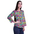 thumbnail image 3 of Moomaya Haut à Manches Longues Imprimé avec Patte de Boutonnage, Col Rond, Tunique d'Été Décontractée pour Femme, 3 of 5