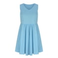 thumbnail image 4 of Pisexur Robes pour Femmes Mode Col en V Sans Manches Mini Robe Tunique Décontractée Robe d'Été Basique Couleur Unie Mode Taille Haute Robe de Plage avec Poches, 4 of 5