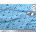 thumbnail image 3 of Soimoi Blue polyester Crepe Fabric Anchor Hook Nautical Printed Fabric 1 Yard 52 Inch Wide, 3 of 3