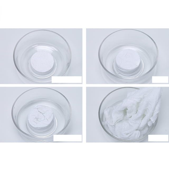 Raindrops 5Pcs Traveling Compressed Towel White Portable Disposable Wipe for Camping Hiking